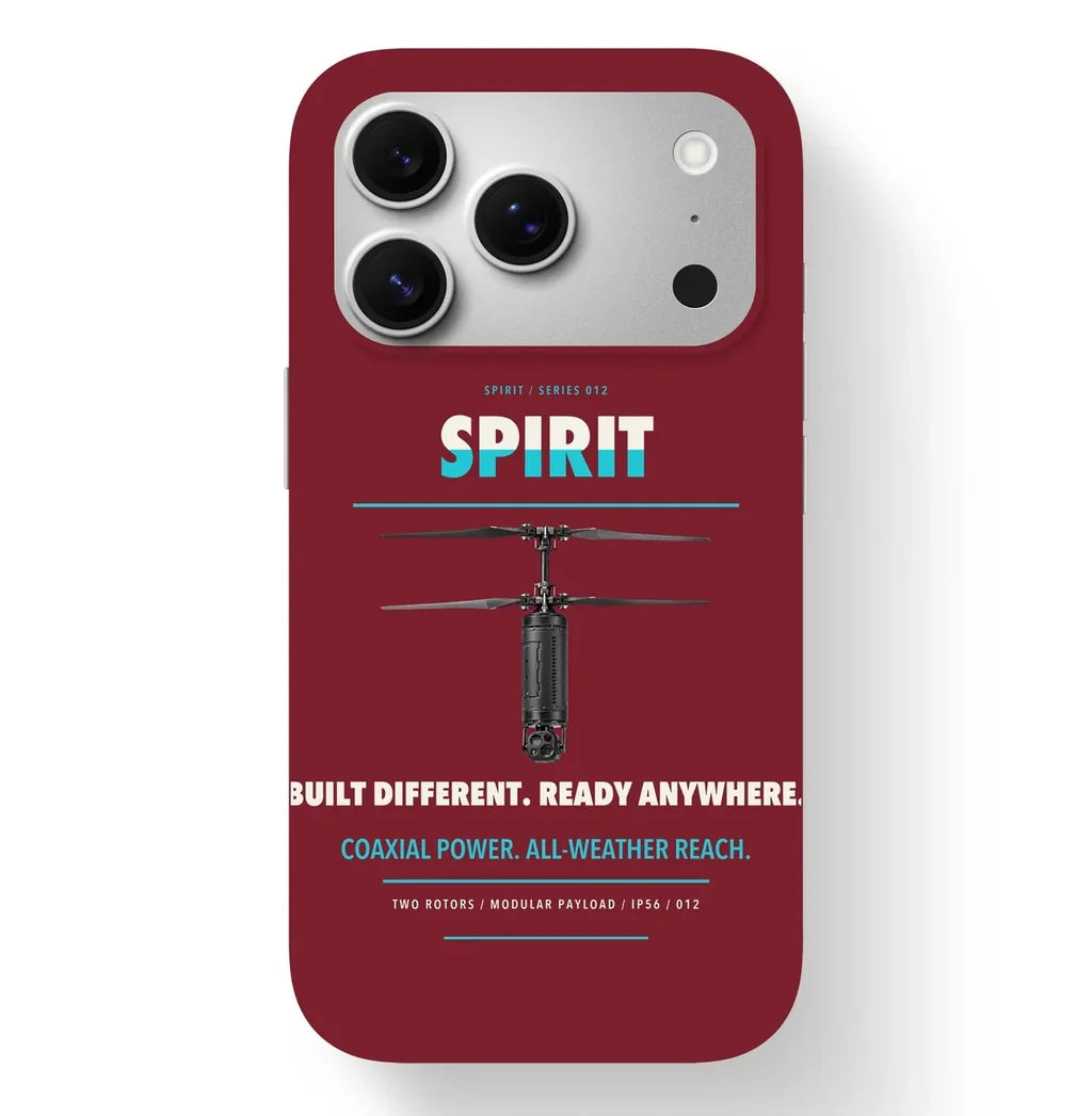 Ascent AeroSystems Spirit Case design on dark red iphone case