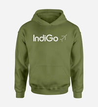 Thumbnail for Indigo Airlines logo printed on green army hoodie