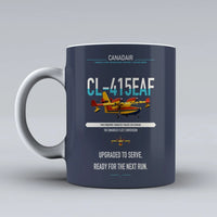 Thumbnail for Canadair CL-415EAF design on dark blue ceramic mug, double-side print