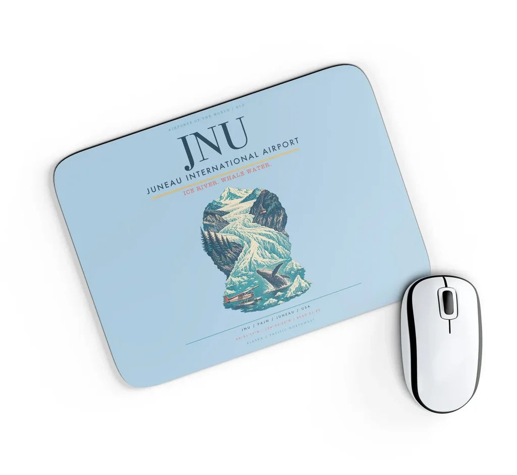 Juneau International Airport (JNU) design on light blue rectangle mouse pad