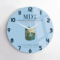 Thumbnail for Harrisburg International Airport (MDT) design on light blue no frame wall clock