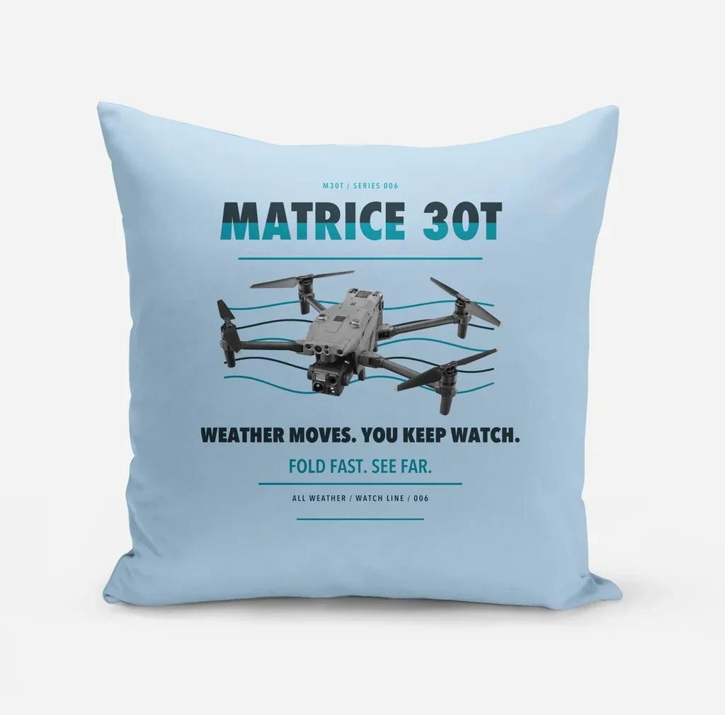 DJI Matrice 30T design on light blue pillow