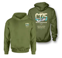 Thumbnail for Cessna 175 Skylark design on green army double-side hoodie, double-side print
