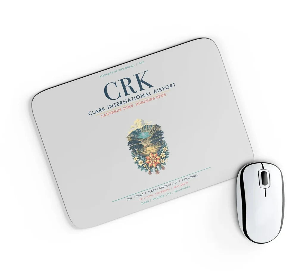 Clark International Airport (CRK) design on light gray rectangle mouse pad