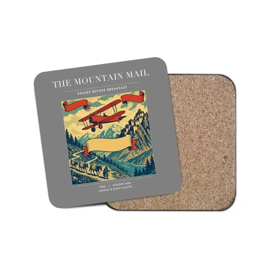 The Mountain Mail - Designed Coasters design on gray 1-piece