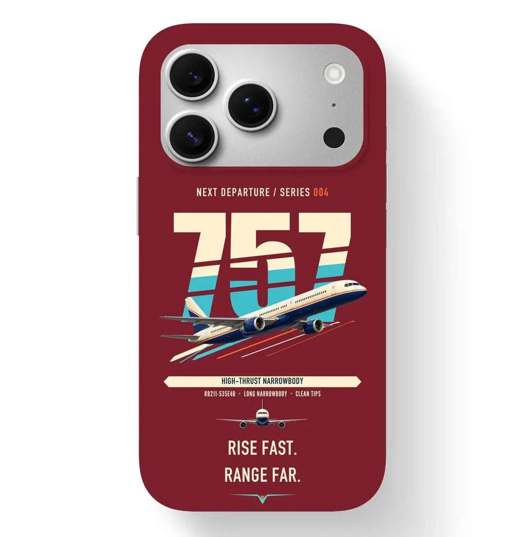 Boeing 757-200 design on dark red magsafe iphone case
