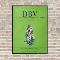 Thumbnail for Dubrovnik Ruđer Bošković Airport DBV vertical canvas print - framed - light green background