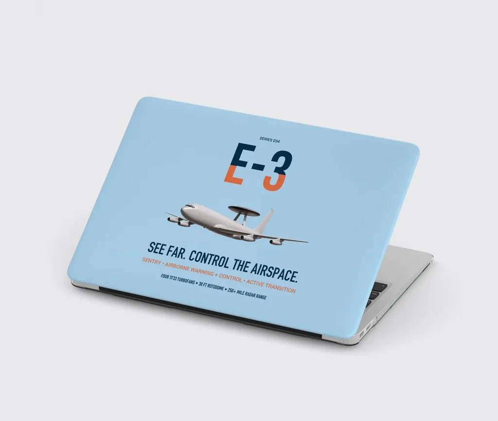 E-3 Sentry AWACS design on light blue MacBook case