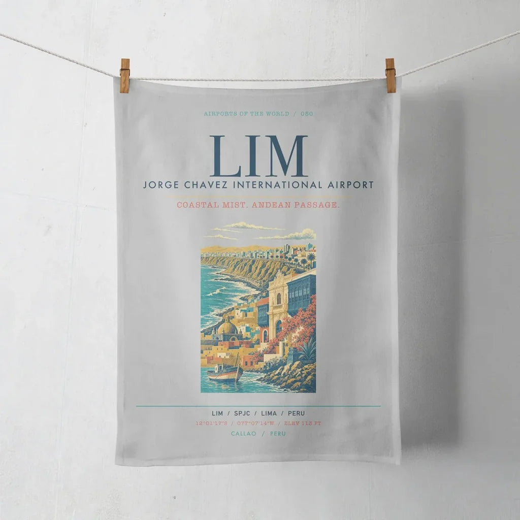 Lima Jorge Chavez International Airport (LIM) design on light gray towel