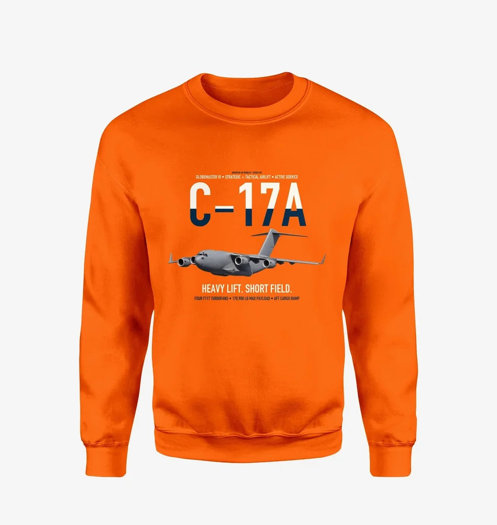 C-17A Globemaster III design on orange sweatshirt