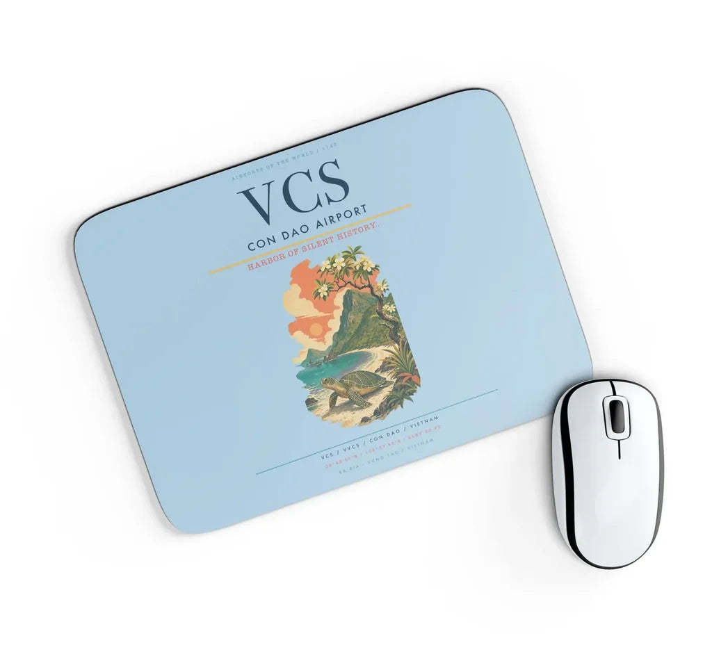 Con Dao Airport (VCS) design on light blue rectangle mouse pad