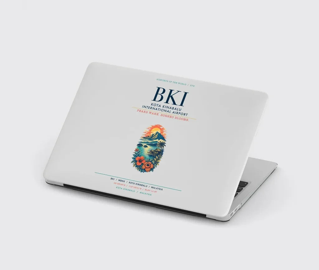 Kota Kinabalu International Airport (BKI) design on light gray MacBook case
