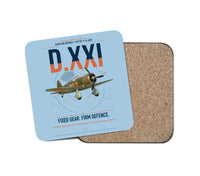 Thumbnail for Fokker D.XXI — Dutch LVA aircraft 221 design on light blue 1 piece coaster