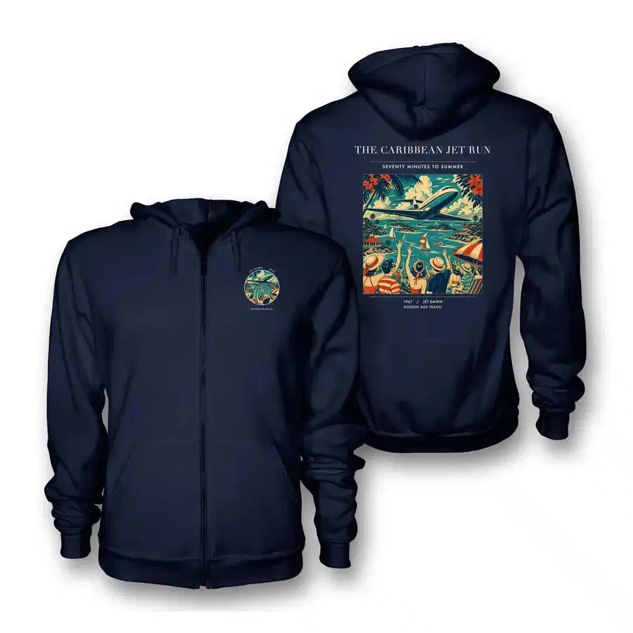 VINTAGE G4122 - The Caribbean Jet Run - Premium Zipped Hoodie design on navyblue