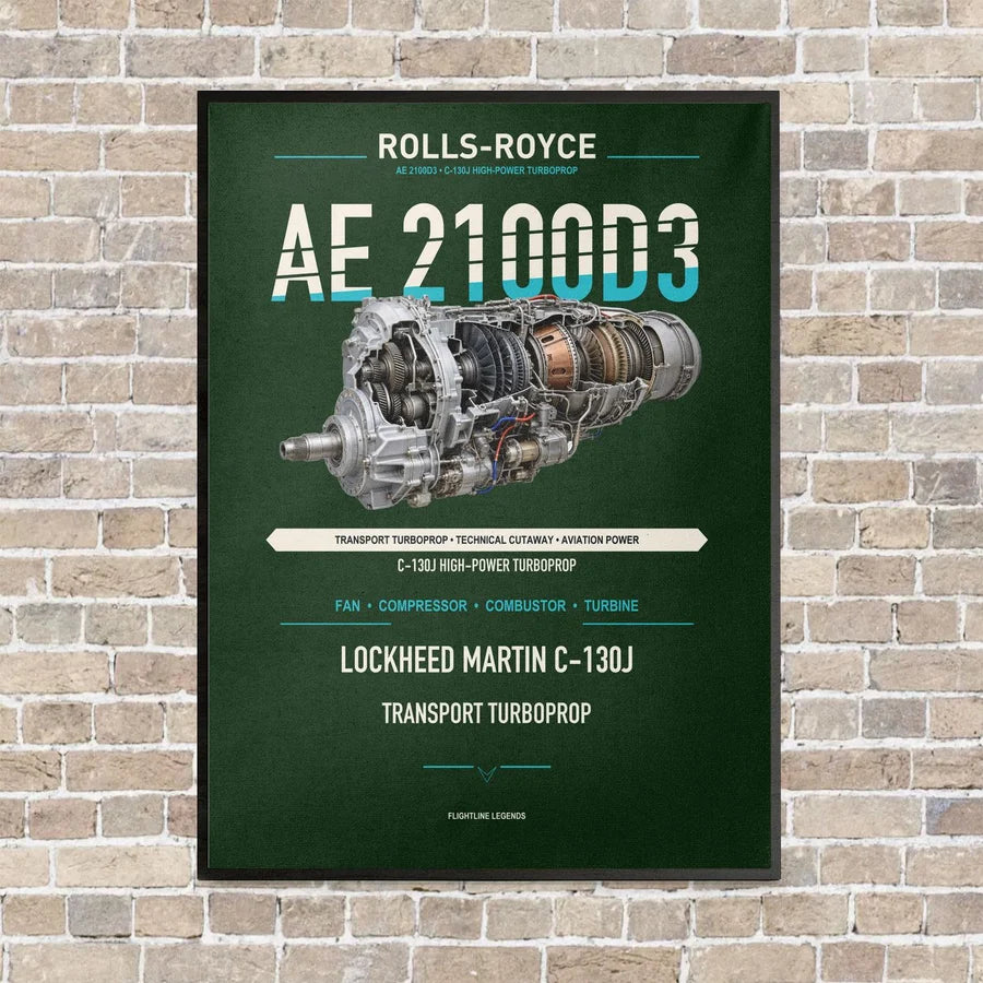 AE 2100D3 vertical canvas print - framed - dark green background