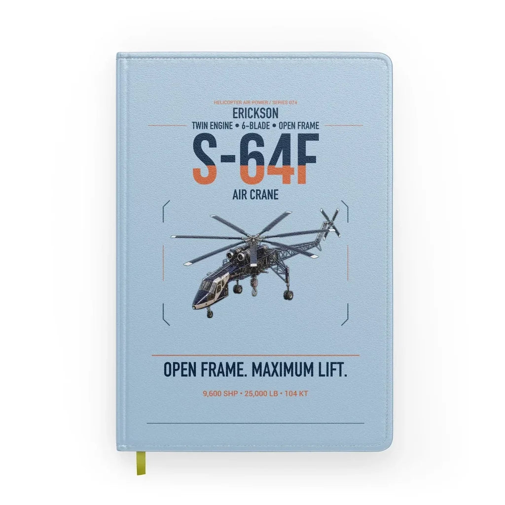 Erickson S-64F Air Crane design on light blue notebook