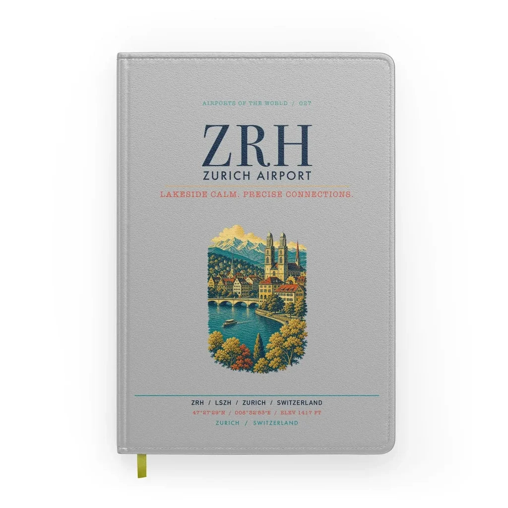 Zurich Airport (ZRH) design on light gray notebook