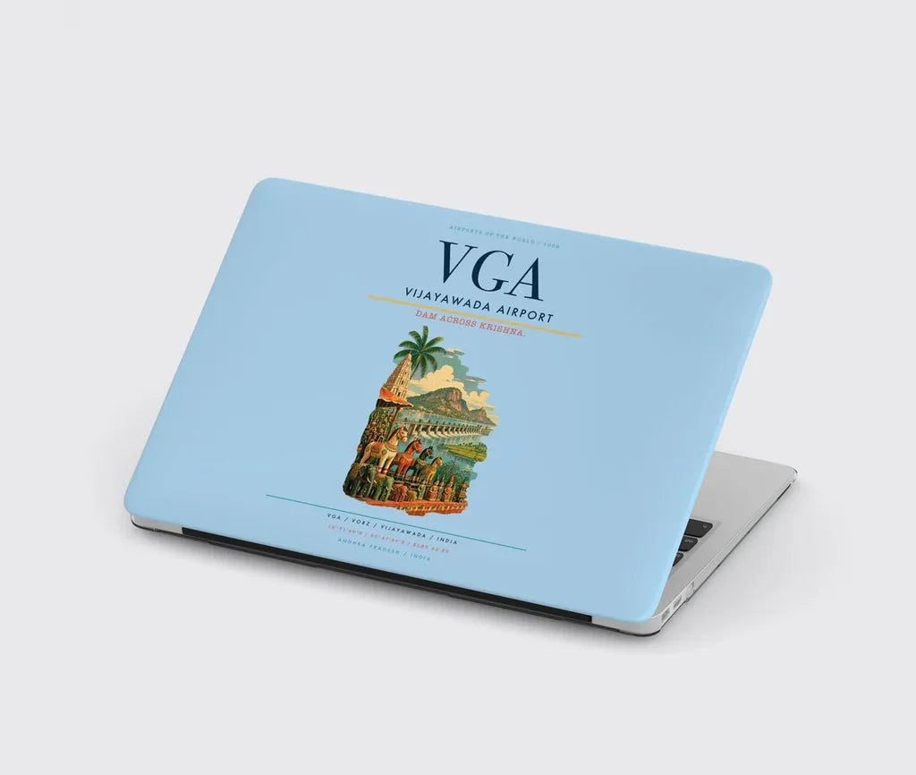 Vijayawada Airport (VGA) design on light blue MacBook case