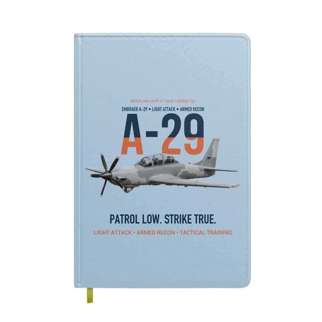 A-29 Super Tucano Light Attack design on light blue notebook