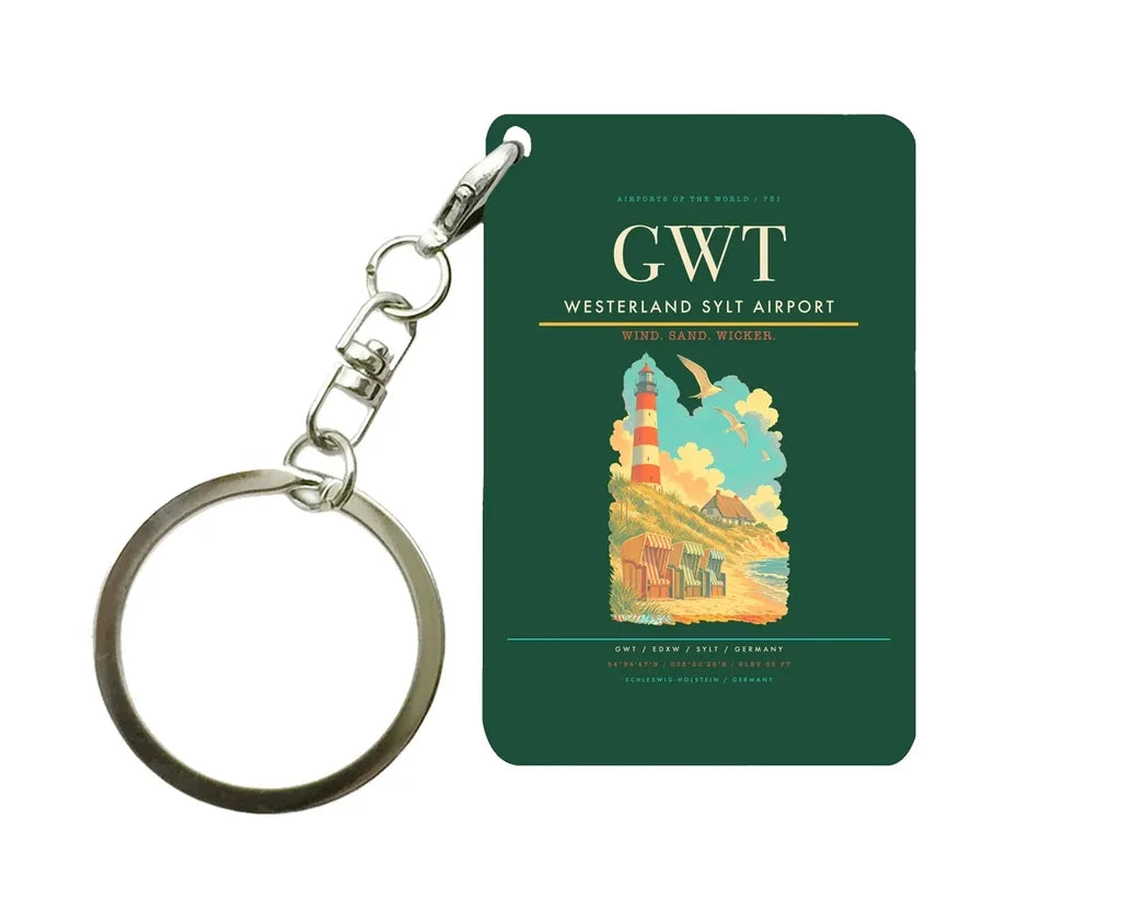 Westerland Sylt Airport (GWT) design on dark green key chain