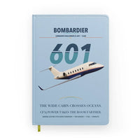 Thumbnail for Bombardier Challenger 601 design on light blue notebook