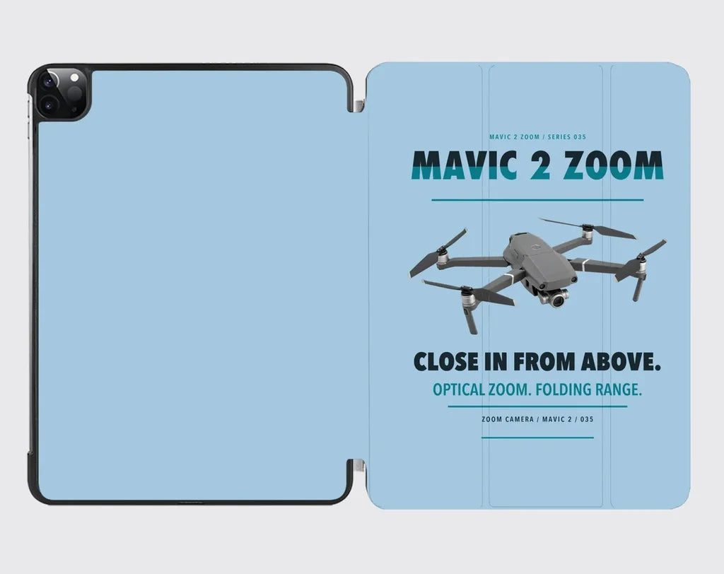 DJI Mavic 2 Zoom design on light blue ipad tablet case