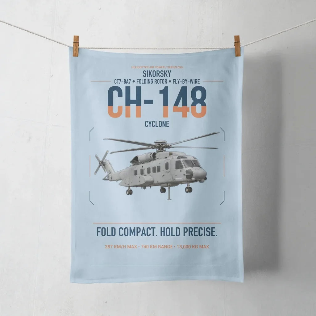 Sikorsky CH-148 Cyclone design on light blue towel
