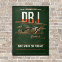 Thumbnail for Fokker Dr.I vertical canvas print - framed - dark green background