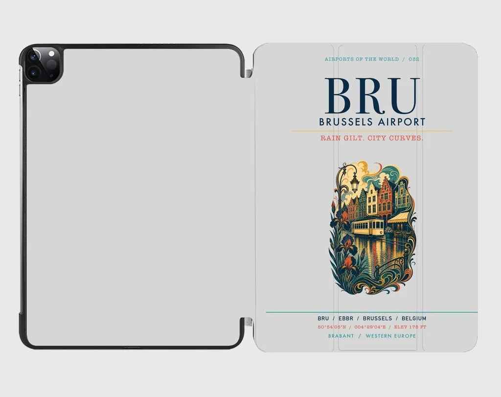 Brussels Airport (BRU) design on light gray ipad tablet case