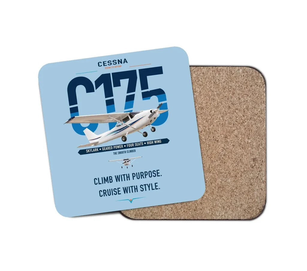 Cessna 175 Skylark design on light blue 1 piece coaster