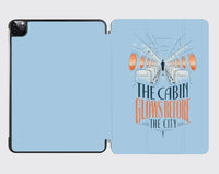 Thumbnail for The Cabin Glows Before The City design on light blue ipad tablet case