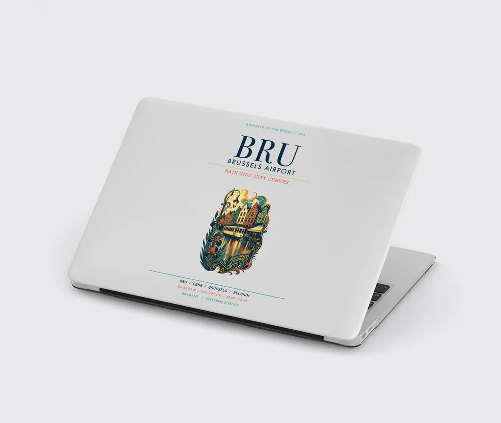 Brussels Airport (BRU) design on light gray MacBook case