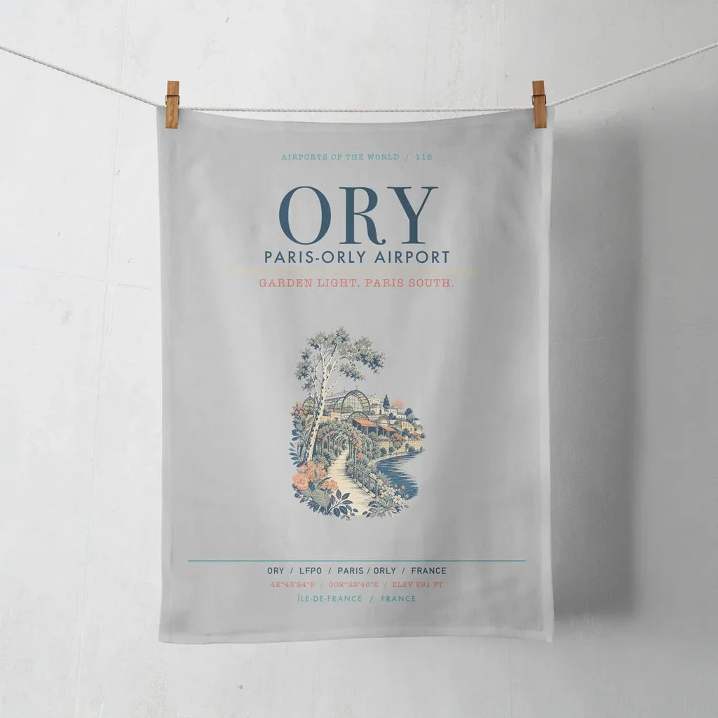 Paris-Orly Airport (ORY) design on light gray towel