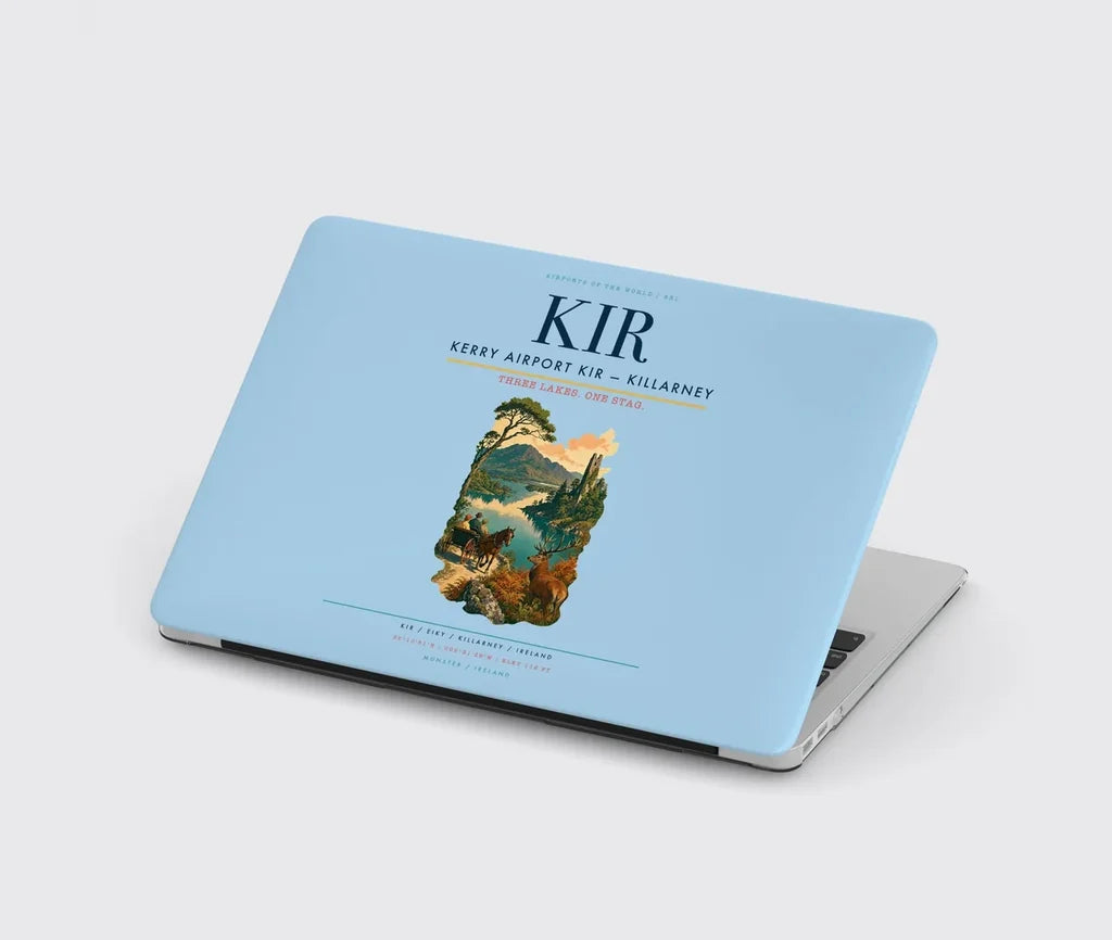 Kerry Airport (KIR) design on light blue MacBook case