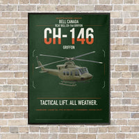Thumbnail for Bell Canada CH-146 Griffon vertical canvas print - framed - dark green background