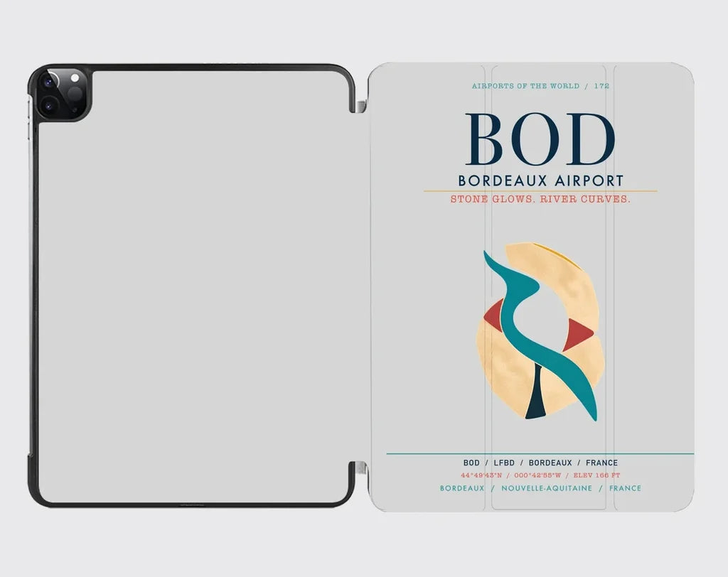 Bordeaux Airport (BOD) design on light gray ipad tablet case