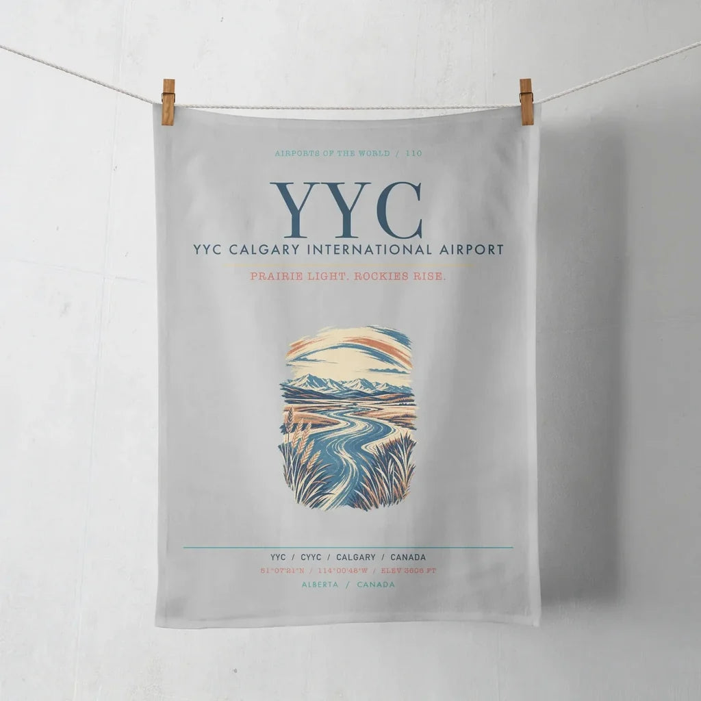 YYC Calgary International Airport (YYC) design on light gray towel