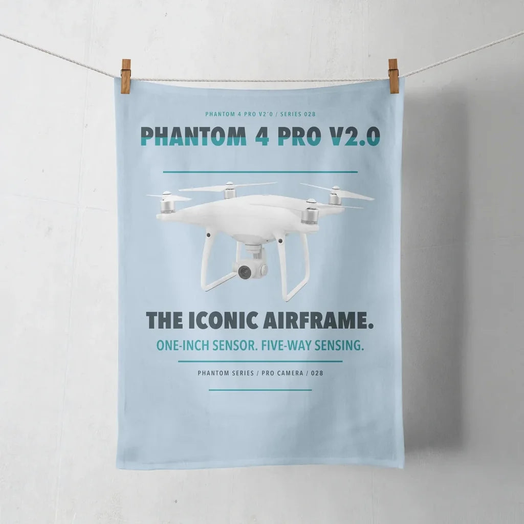 DJI Phantom 4 Pro V2.0 design on light blue towel