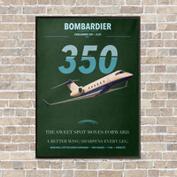 Thumbnail for Bombardier Challenger 350 vertical canvas print - framed - dark green background