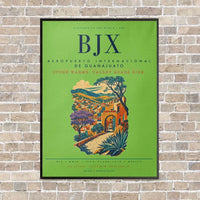 Thumbnail for Aeropuerto Internacional de Guanajuato BJX vertical canvas print - framed - light green background