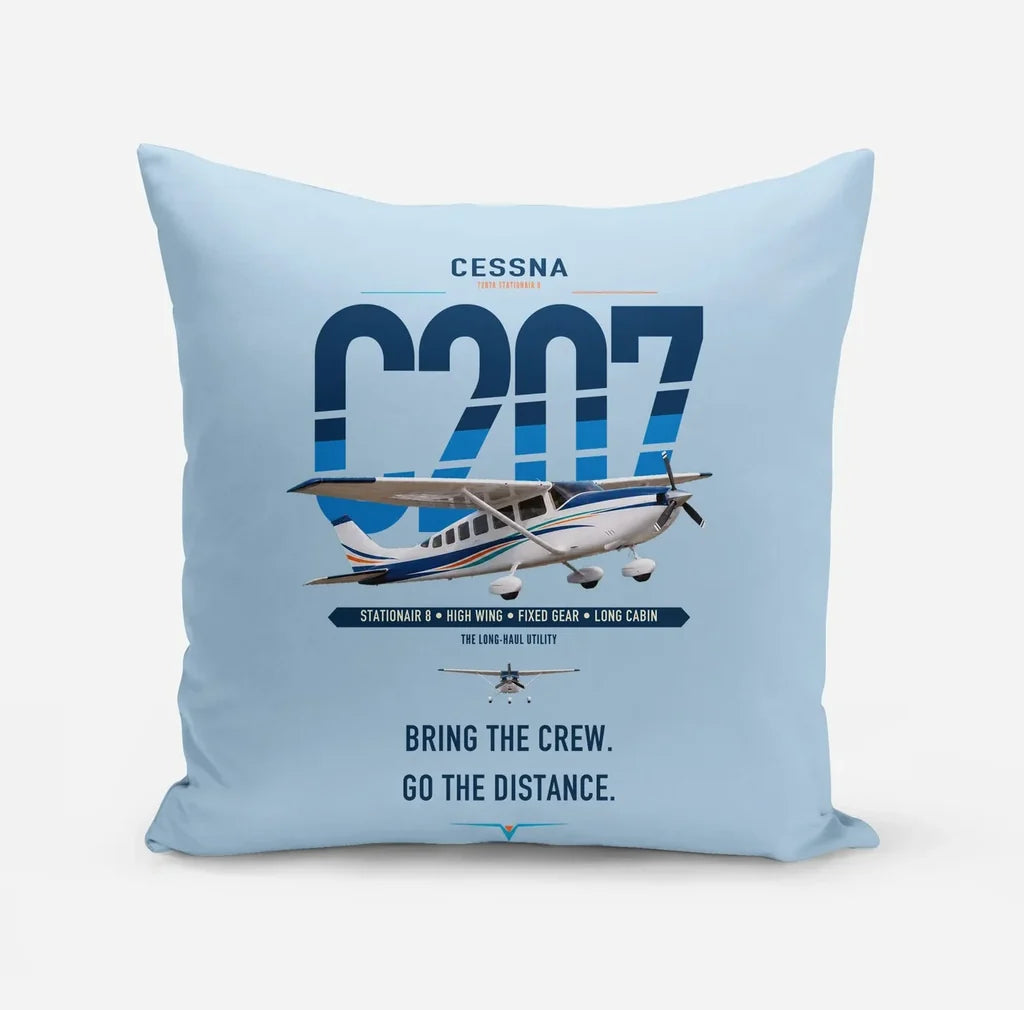 Cessna T207A Stationair 8 design on light blue pillow