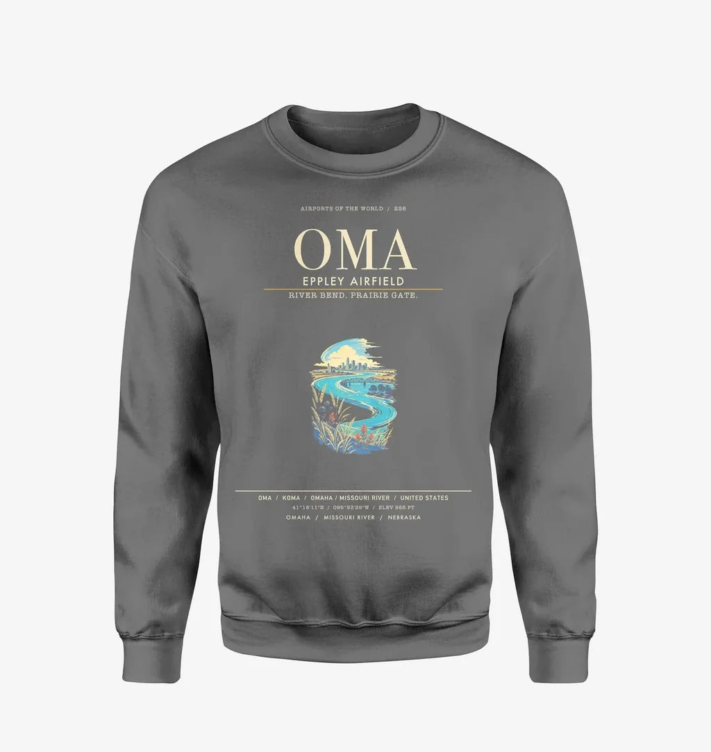 Omaha Eppley Airfield OMA Sweatshirt - Gray