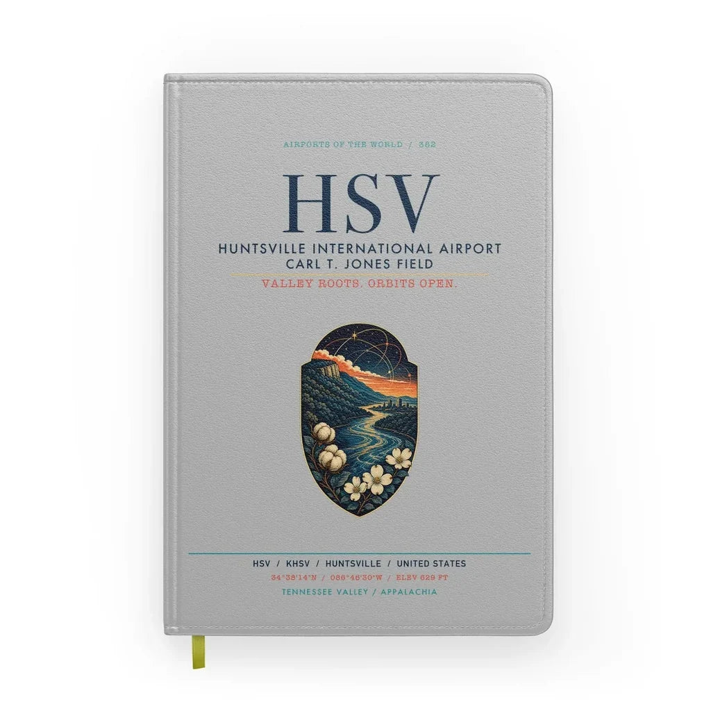 Huntsville International Airport (HSV) design on light gray notebook