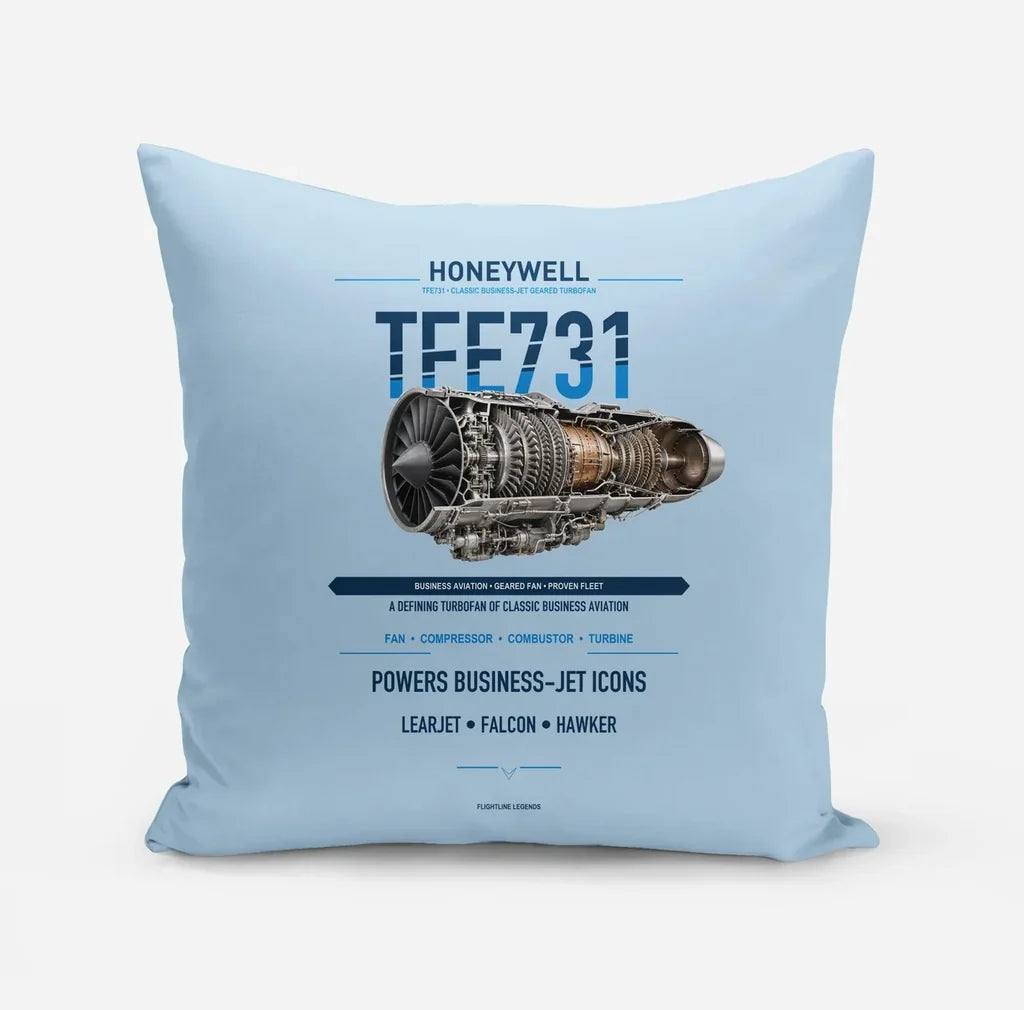 TFE731 design on light blue pillow