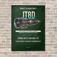 Thumbnail for JT8D vertical canvas print - framed - dark green background