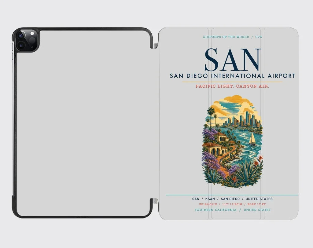 San Diego International Airport (SAN) design on light gray ipad tablet case