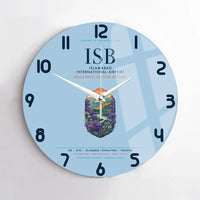 Thumbnail for Islamabad International Airport (ISB) design on light blue no frame wall clock