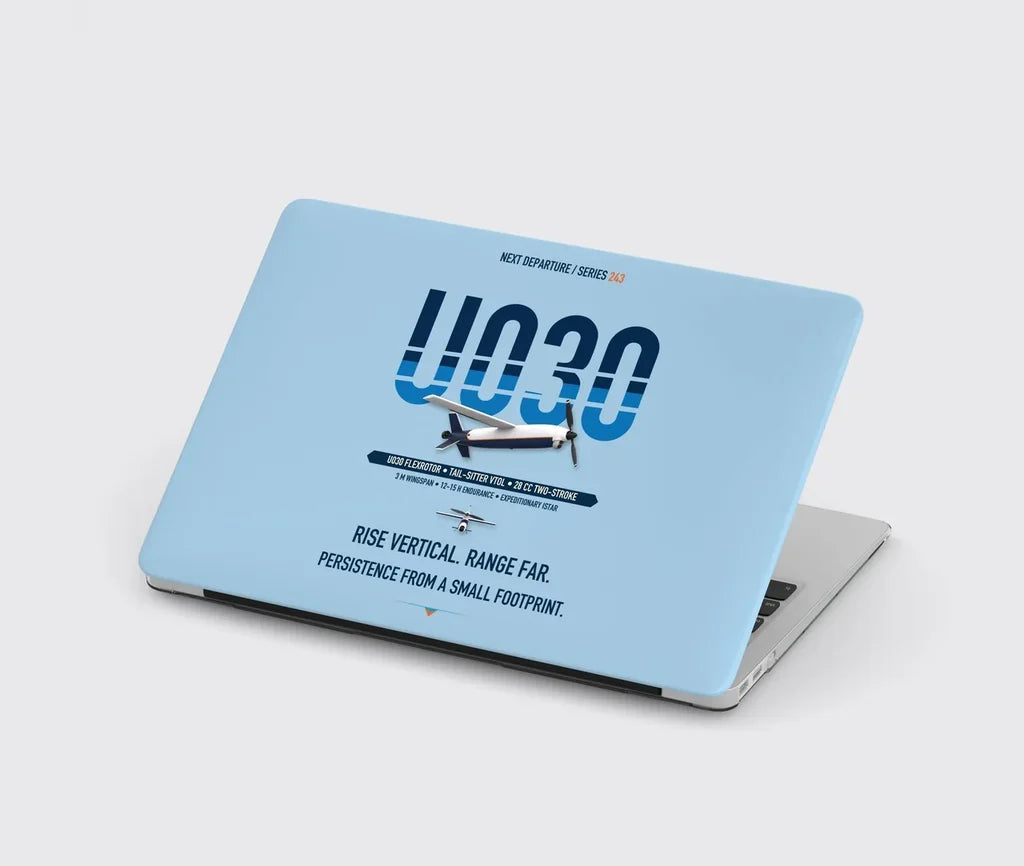 Airbus U030 Flexrotor design on light blue MacBook case