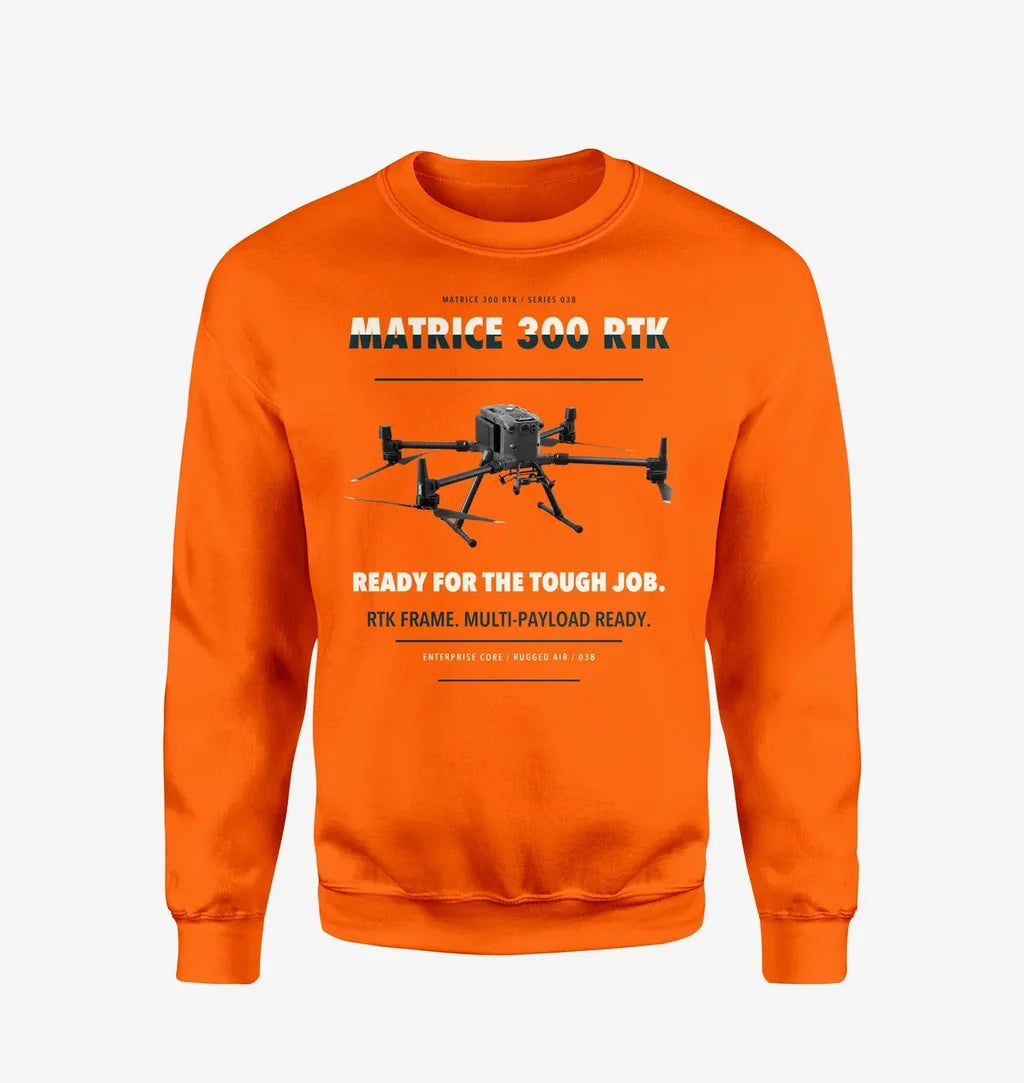 DJI Matrice 300 RTK design on orange sweatshirt