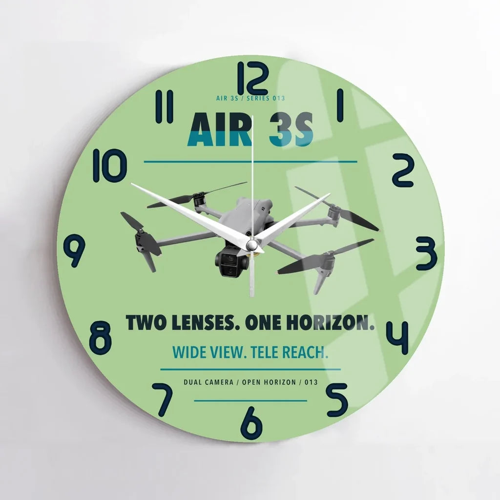 DJI Air 3S design on light green no frame wall clock
